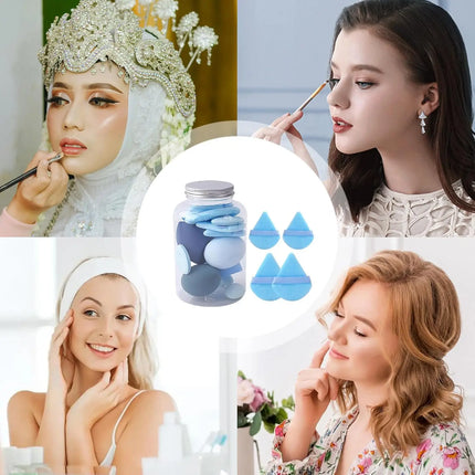 14Pcs Hybrid Makeup Sponge & Powder Puff Set - Hydrophilic Latex-Free Foundation & Loose Powder | Vegan Oil-Free Beauty Tools
