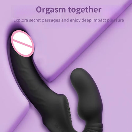 Strapless Strap-on Dildos Vibrator with Remote Control for Women Lesbian Couples, G Spot Sex Toys With Clitoris Stimulator