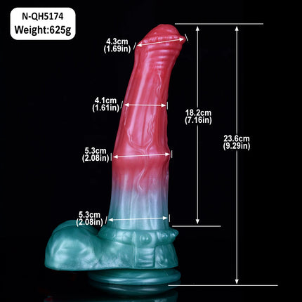 FAAK Colorful Silicone Ribbed Fantasy Horse Knot Dildo with Suction Cup Anal Sex Toys Soft Girthy Huge Fake Penis for Women