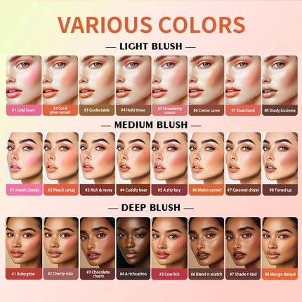 8-Color Blusher Cream Plate Highlighter Palette Face Blush Cosmetics Long Lasting Waterproof Concealer Natural Look Matte Makeup