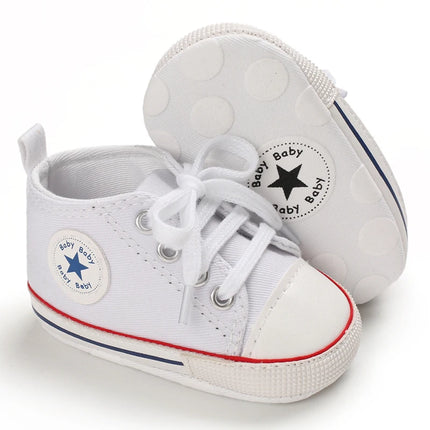 Baby Canvas Classic Sports Sneakers Newborn Baby Boys Girls Print Star First Walkers Shoes Infant Toddler Anti-slip Baby Shoes