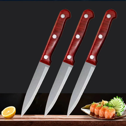 Stainless Steel Peeling Knife Sharp Blade Fruit Vegetable Knife Ergonomic Imitation Wood Plastic Handle Multifunctional Househol