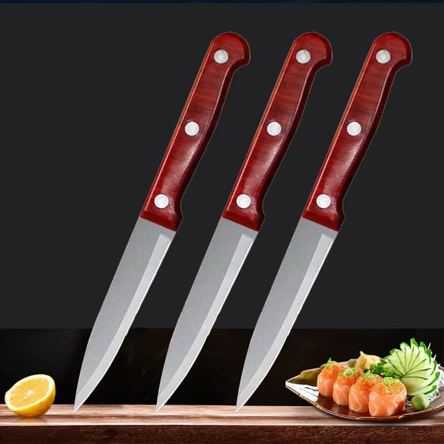 Stainless Steel Peeling Knife Sharp Blade Fruit Vegetable Knife Ergonomic Imitation Wood Plastic Handle Multifunctional Househol