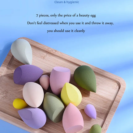 7Pcs/Set Makeup Sponge Set, Suitable for Liquid BB Cream Powder Application, Makeup Egg Dry Wet Dual-use Powder Puff