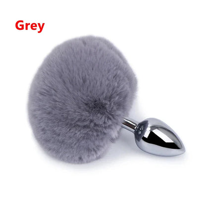 BDSM Stainless Steel Rabbit Tail Butt Plug – 7 Colors Detachable Bunny Anal Plug for Women Men, Adult Sex Toys Gift for Couples