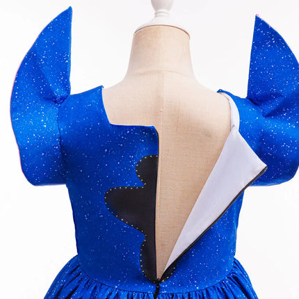 Disney Lilo and Stitch Same Style Girl Cosplay Stitch Halloween Party Dress + Accessories Summer Short-Sleeved Fluffy Cute Dress