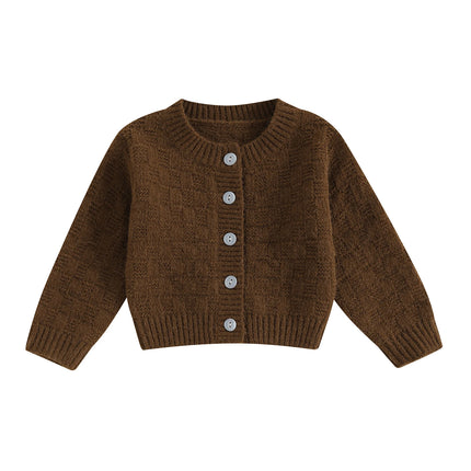 Kids Fall Knit Cardigan Long Sleeve Solid Color Button Down Warm Winter Sweater for Girls Boys