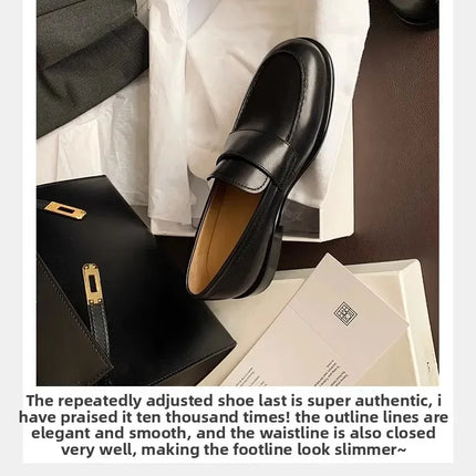 Retro British Style Velvet Surface Chunky Heel Slip-On Flats Women's Autumn Grape Mom Shoes round Toe Rubber Outsole Plain Color