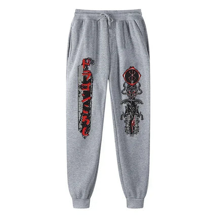 Men's Berserk Animated Printed Sportswear Pants Sports Jogging Pants Casual Polar Lining Pocket Pants