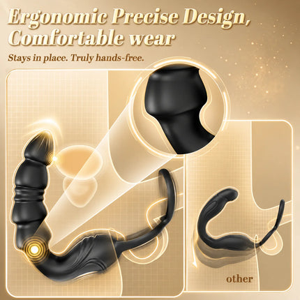 Thrusting Prostate Massager Anal Plug Male Vibrator Hands-Free Silicone Remote Control Vibrating Penis Ring Sex Toys for Men