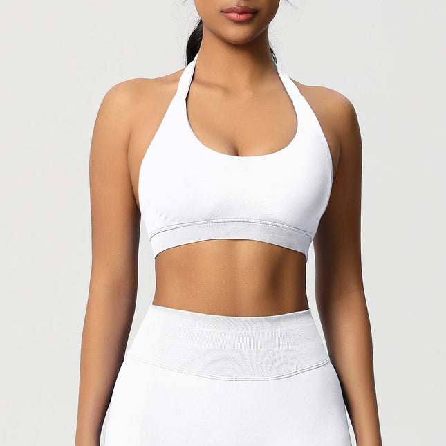 Women Sports Bra Seamless Halter Clothes Push-up Vest Brassiere Gym Top Backless Fitness Yoga Workout Running Underwear