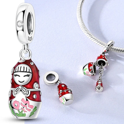 2025 Hot Sale Charmsred Little Girl The Nesting Doll Can Be Opened Dangle Pendants Fit Bangle Bracelet Necklace DIY Jewelry