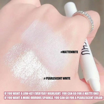 Shimmering Highlight Stick Pearlescent Matte Eyeshadow Silkworm Stick White Pen Glitter Silver Highlighter Pen Eyeliner Lyi A5V5