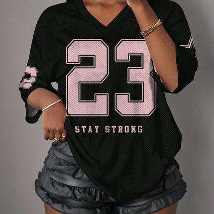  Casual Minimalist Letter NO.23 Graphic T-Shirt For Women Summer Sports Jersey Suitable For Basketball Games Y2k Ladies Clothes