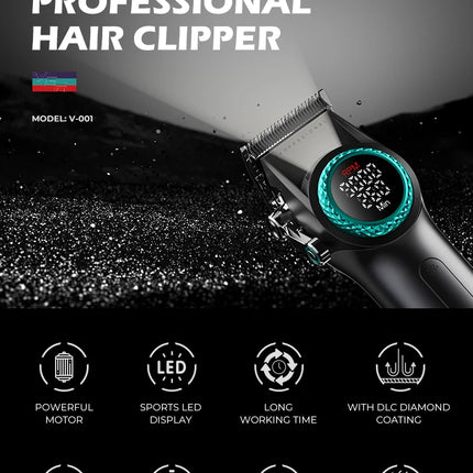 VGR 001 977 New Hair Trimmer Set High-End Men's Hair Clipper Smart Digital Display Electric Trimmer with Engraving and Whitening Functions