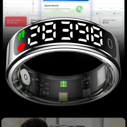 R13 Smart Ring Men Women with Charging Case,Heart Rate Blood Oxygen,Skin Temperature Monitor,5ATM Waterproof For Android iOS