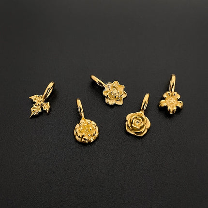 eManco Gold Color Stainless Steel Diverse Flower Charms Natural Style for DIY Jewelry  Everyday Use Factory Direct Sales