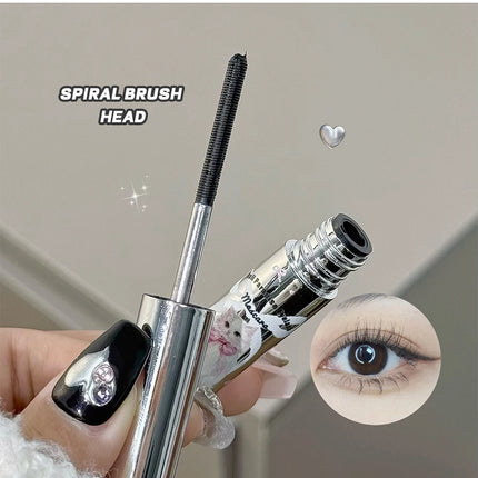 Silk Fiber Curling Mascara Ultra-Fine Brush Waterproof Long Lasting Smudge-Proof Mascara Lengthening Volumizing Eyelashes Makeup