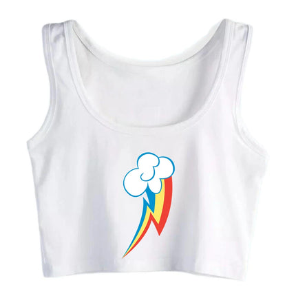 Rainbow Dash Graphics Cutie Sexy Slim Crop Top Street Fashion Funny Rock Tank Tops Girl' Cotton Sports Fitness Training Camisole