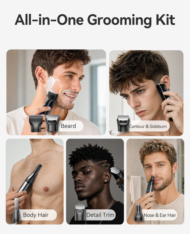 Kensen S38 Electric Hair Trimmer for Men 6 in 1 Body Hair Shaver Nose Beard Trimmer IPX6 Waterproof Hair Cutting Machine Barber