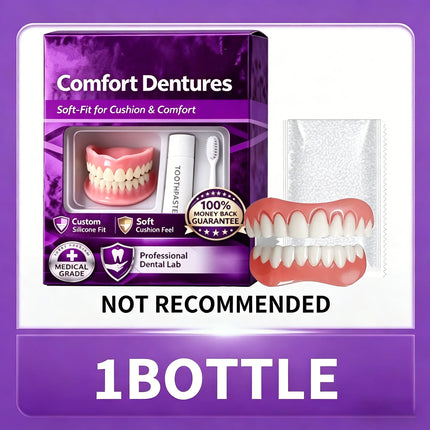 Full Set Natural Dentures Upper & Lower Silicone Fake Teeth Braces Comfort Fit Instant Smile Oral Care For Men Women