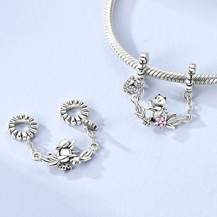 New Original 925 Sterling Silver Charms Bead Gold Chameleon Turtle Cat Charm Fit Bracelet Dangle Pendants DIY Women Jewelry Gift