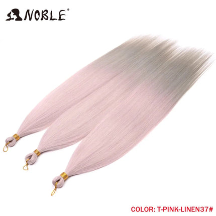 Noble Hair Ariel Straight Pony Hair Bundles Crochet Braids Hair Synthetic Braiding Hair Ombre Brown Soft Crochet Hair Extensions