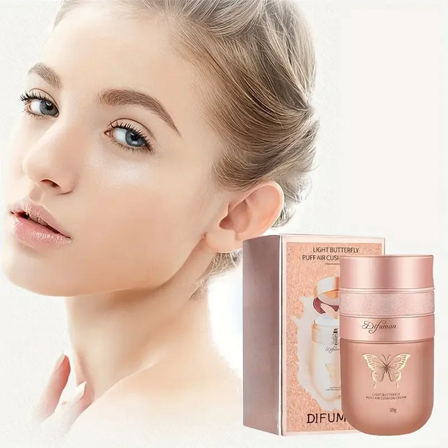 Moisturizing BB Cream with Butterfly Cushion,For all Skin Tones,Light Coverage with Moisturizing Brightening Foundation Makeup