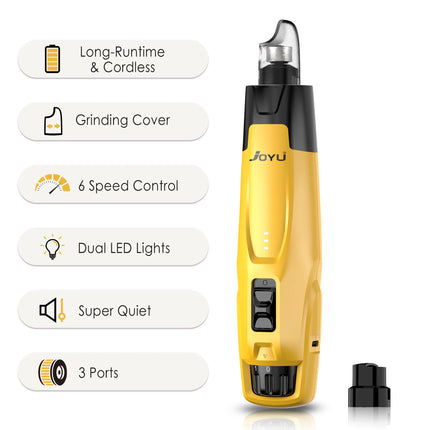New 6-Speed Dog Nail Grinder - 50% More Power Dog Nail Trimmers with 2 LED Lights Quiet 7h Running Time for Large Medium Small D