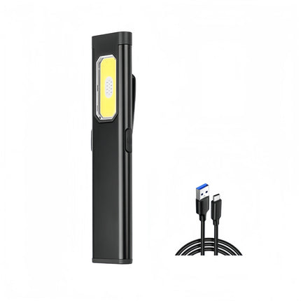 New Portable Aluminum alloy COB LED Flashlight with Magnetic Tail, USB Charging and Clip for Outdoor Work Light Hiking and campi