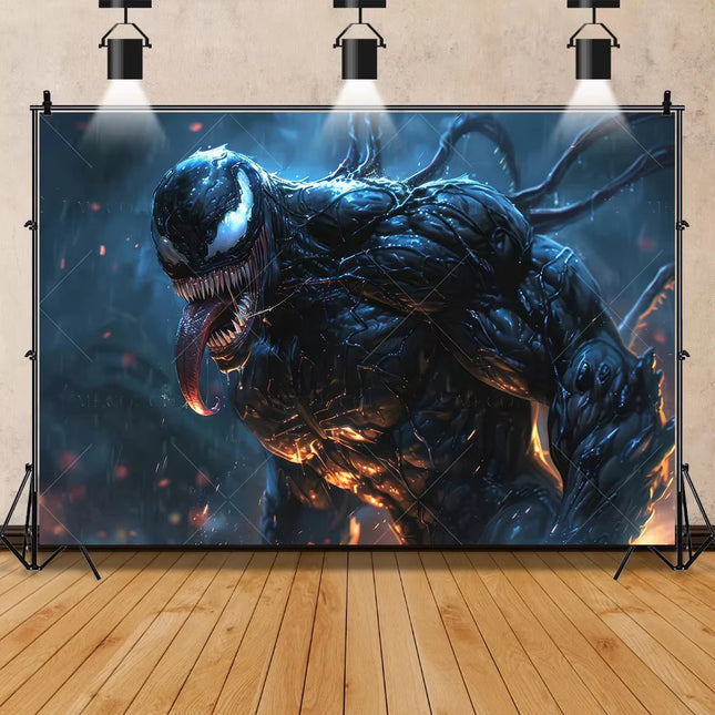 Venom Themed Photography Background Banner Carnage Dark City Backdrop Marvel Superhero Boy Birthday Party Decoration Photo Props