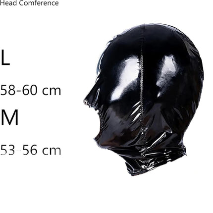 Fetish Cosplay Mask Soft Glossy Leather Full Cover Hood with Zipper Anime Halloween Party Costume Props Stage Performance Mask