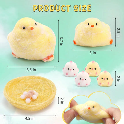 Taba Handmade Squishy Chick Toys Stress Relief Squeeze Toy Handmade Sensory StickyToys Stress and Relaxation Toys