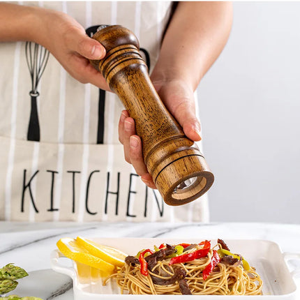 5" 8" 10" Salt and Pepper Grinder, Solid Wood Spice Pepper Mill with Strong Adjustable Ceramic Grinder Kitchen Cooking Tools