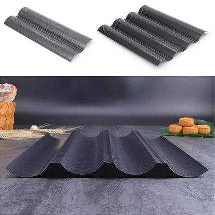 New Nonstick Baguette Baking Tray 2/4 Grooves Bakeware Baguette Mold Baking Tool Waves French Bread Baking Pan