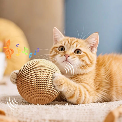 Large Sisal Cat Ball Toy, Interactive Self-Amusing Scratcher, Chew & Teeth Cleaning Toy for Kittens, Indoor Cats