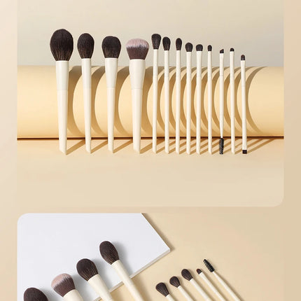 13-Piece Vegan Makeup Brushes Set - Fluffy Synthetic-Soft Bristles Eye & Face Cosmetics Kit with Nano-Fiber Handles
