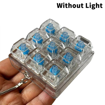 4/9 Keys Stress Relief DIY Button Keycap Fidget Keychain Toys Gift Mechanical Keyboard Axis Tester LED Keyboard Key Toy