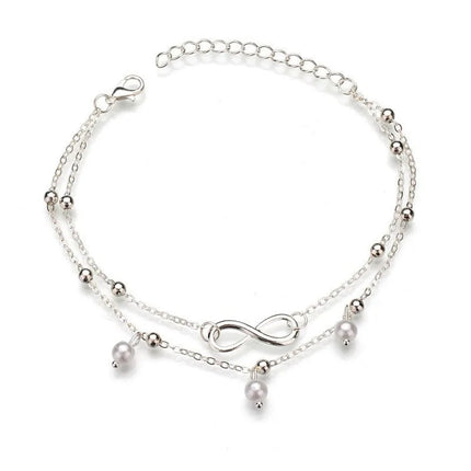 Love Personality Double Simple Bohemian Layered Heart Anklet Summer Beach Anklets On Foot Ankle Bracelets For Women Leg Chain