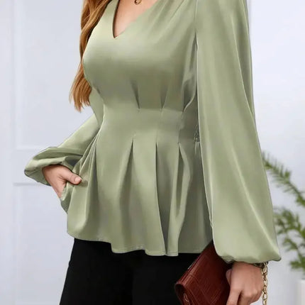 Women's Pleated Shirt | Sexy Slimming Design, Long-Sleeve Elegant Style, Cinched Waist Skirt Top