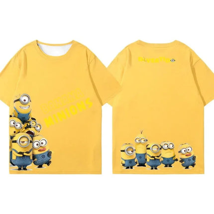 Boys and Girls' Short-Sleeved Double-Sided Printed Cute Little Yellow Printed Children's T-shirt Suitable for Summer