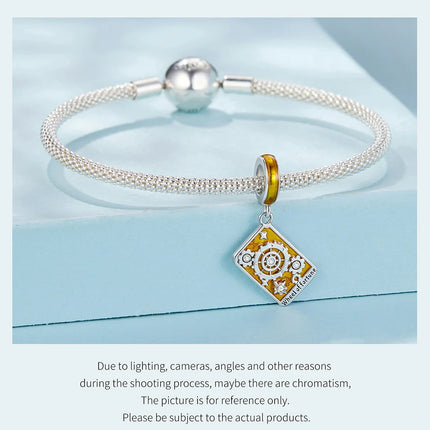 WOSTU 925 Sterling Silver Colorful Tarot Cards Charm Pendent Magic Star Moon Sun Lover Bead Fit DIY Bracelet Necklace Women Gift