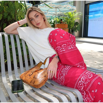 Fashion Lightweight Floral Print Oversized Coat & Square Scarf Skirt & Long Pants For Women Lady 2026 Holiday Streetwear Outfits