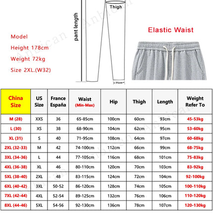 Plus Size Men's Sweatpants 8XL 7XL 6XL Sportswear Elastic Waist Casual Baggy Pants Black Grey Cotton Joggers Male Loose Trousers