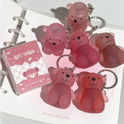 Cute Bear Velvet Lip Mud Keychain Matte Nude Red Lip Gloss Autumn Winter Non-stick Cup Lipstick Waterproof Lasting Lips Makeup