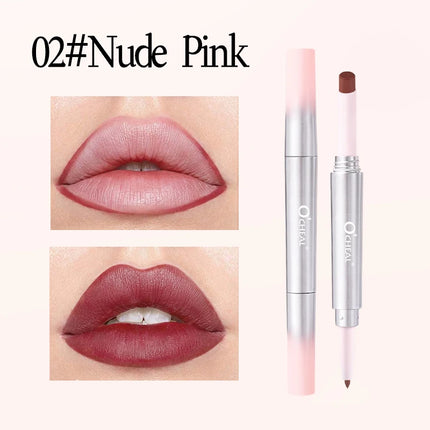 O'CHEAL Double-Headed Matte Lipstick Lip Liner 2 IN 1 24 Hours Long Lasting Sexy Red Lip Lipstick Lipliner Pencil Makeup