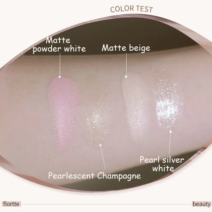 Flortte 2-color Double Texture Cream Highlighter Powder Matte Glossy Diamond Glitter Contour Brighten Palette Face Makeup Beauty