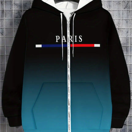 Fashion Gradient Graphic Hooded Zip-Up Casual Sports Pocket Design Long Sleeve Streetwear Outdoor Travel Street Oversized Hoodie