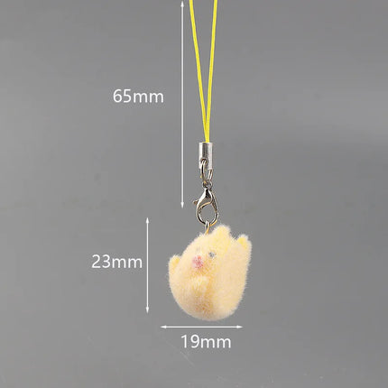 Flocking Animal Dog Cat Pendant Cute Keychain Keyring Bag Earphone Car Keychain Decor Keychains Accessories Phone Chain Lanyard