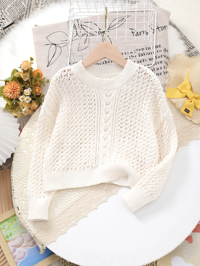 Literary Style Children's Spring and Autumn Pure Color New Cardigan 2025 Autumn Knitted Tops for Boys and Girls